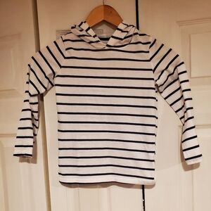 The Childrens Place Striped Hoodie Long Sleeve Shirt Navy & White Size 5T Preown